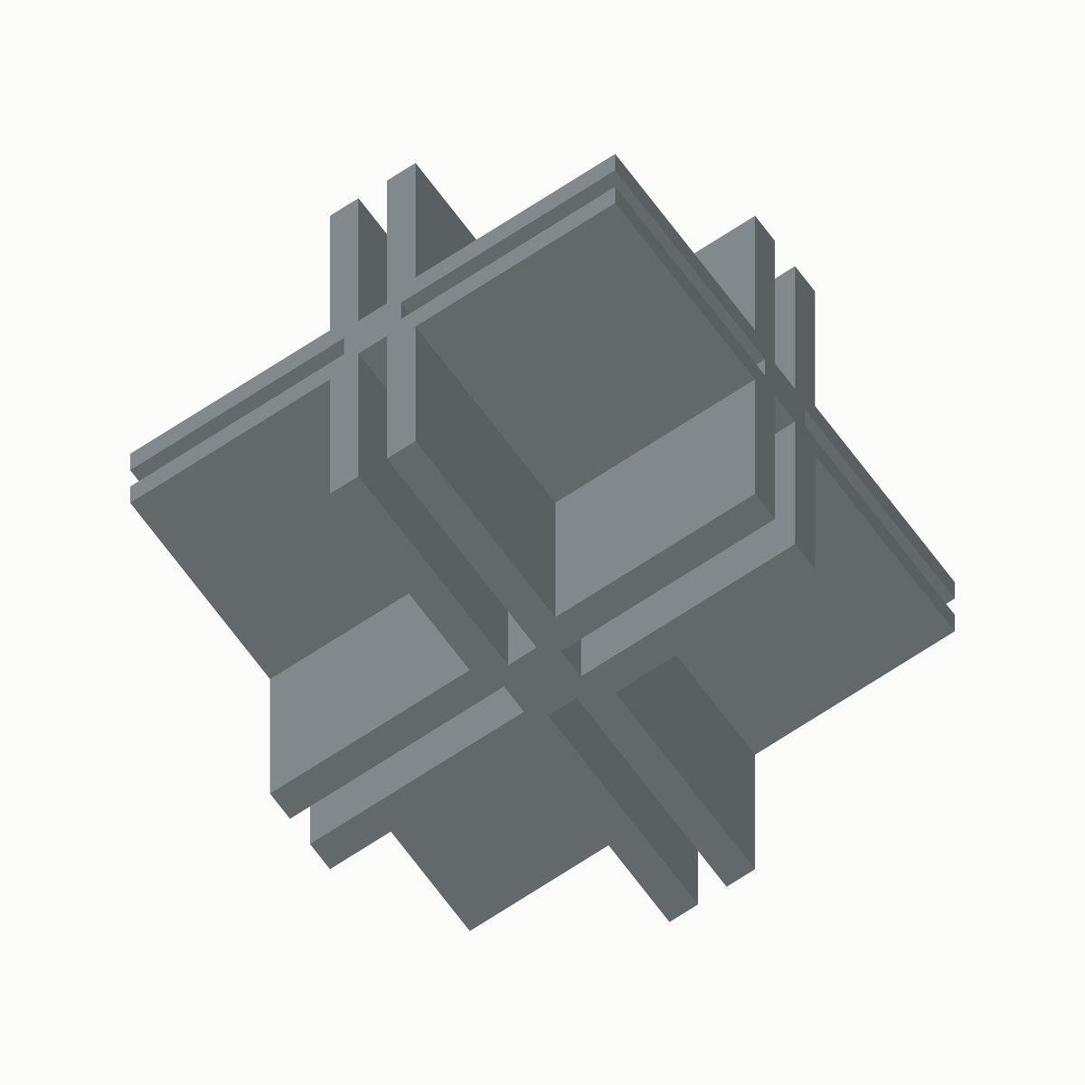 Driewegstuk XYZ-xyz in grijs